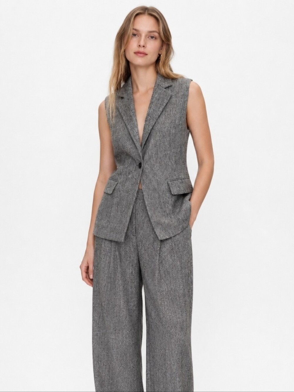 Theory Sedeia vest and matching trouser set structured gray Size 6